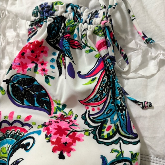 Mazu Swim Colorful Floral One Piece Swimsuit. Ruched Skirt, Wide Straps. - Picture 8 of 16